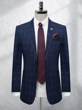 Bộ Suit Xanh Denim Kẻ Ô Modern Fit TGS358